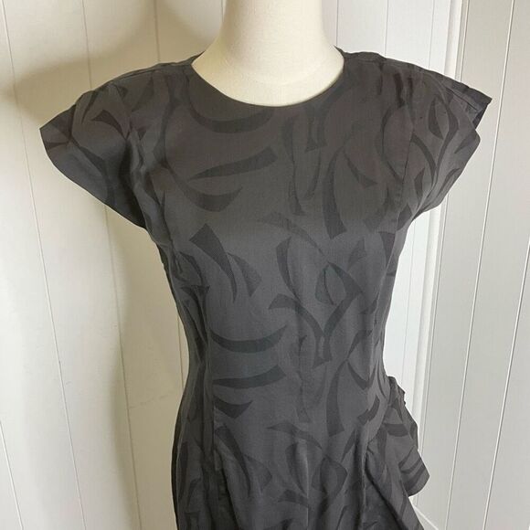 Vintage 80s Young Edwardian Women's Small Black Full Zip Maxi Dress Short Sleeve - Picture 2 of 16